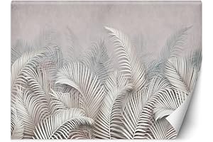 Feeby Papel Pintado Hojas De Palmera Textura 450x315 cm Gris Decoración De Pared Fotomural Decorativo Murales Comedores Salones Habitaciones Abstracto Exótico Naturaleza