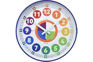 DORBOKER Kids Wall Clock Learning Clock for Kids,Silent luminous Wall Clock for Bedroom, Glow in The Dark Clock Telling Time Teaching Clock, Girls Boys Children Room Decor(Purple, 30cm 12inch)