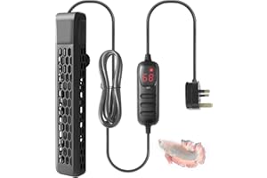 FEDOUR Aquarium PTC Heater with Controller: 200W 400W Digital Heater for Fish Tank and Turtle Tank 100-400L, Submersible Aquarium Heater with Protective Cover