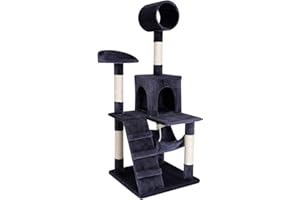 lionto Tiragraffi per Gatto Albero Tiragraffi Gatto Gioco Giocattolo Gatti Altezza 133 cm, Grigio