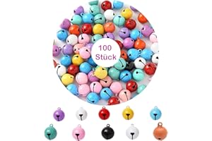 COSSWE Bunter Glöckchen,100 Stück Farben Metall Glöckchen Kleine Glocken Glöckchen Schellen zum Basteln 14 mm Glocke Schellen für Handwerk Haustier Glocken Festival Anhänger Dekoration