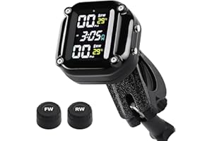 KAOLALI Motocicleta TPMS Sistema de monitoreo de presión de neumáticos con Pantalla LCD de 2 sensores externos Carga USB magnética e IP67 Impermeable