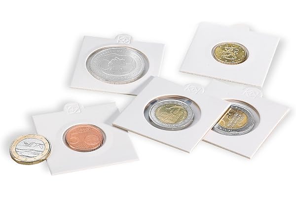 Leuchtturm 302360 Cadre pour pièces de Monnaie Matrix 22,5 mm - Cadres Autocollants et inscriptibles pour pièces de Monnaie - 100 pièces en Blanc