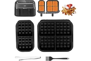 BTIUGYI 2-częściowa silikonowa forma do gofrów do urządzenia Philips Airfryer, wkładka do gofrów do urządzenia Philips Dual Basket Airfryer serii 3000 6L/3L, akcesoria Dual Basket ze szczotką i klipsem