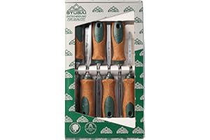 Stemmeisensatz Korkheft, 6-teiliges Set (6,10,13,16,20,26mm) Stemmeisen mit rutschfestem Korkgriff aus nachhaltiger Herstellung, Stubai Stechbeitel zur präzisen Holzbearbeitung, Spezial Stecheisen