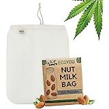 EcoYou Sacchetto per Latte Vegetale, Vegano - Sacchetto Filtrante in Fibre di Canapa 100% Naturale, Biodegradabile, Lavabile 