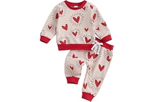 PanLidapan Kids Toddler Baby Girl Valentine 's Day Fall Winter Outfit Long Sleeve Waffle Lattice Shirt Sweater Top Waffle Lattice Pants 2PCS Clothes Set
