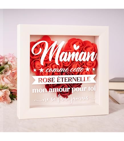 BEXOA Cadre Floral 3D Personnalisé - Cadeau Fête Des Mères Pour Maman, Grand-Mère - Fleurs Éternelles