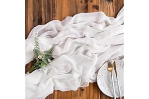 AOKSUNOVA Bieżnik na stół, na wesele, biały, 3 m x 80 cm, bieżnik na stół, ręcznik serowy, gaza, bieżnik boho, muślin, materiał dekoracyjny
