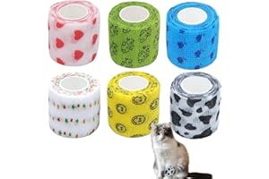 FIZZIX 6 Rolls Dog Bandages for Paws – Vet Wrap for Dogs and Pets, Breathable and Self-Adhesive Bandages, Flexible Pet Bandage Wrap for Wounds and Injuries