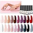 Nitakou Nidoran Gel Nail Polish Set 20 Colors, Nude Collection Nail Polish Kit With Gel Base And Top Coat, LED/UV Gel Polish Colors, 5ML, White Pink Brown