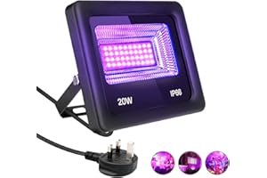 Luckits LED BlackLights 20W IP66 (85V-265V AC) Waterproof Ultraviolet Outdoor LED Spotlights DJ Disco Light for Party Disco Garden Bar Christmas Fishing Aquarium