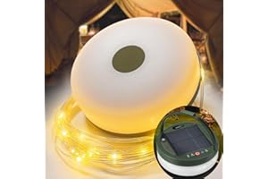 wisdom line Extérieur solaire étanche portable rétractable string Light, 3 en 1 Camping string Light, 8 modes d'éclairage 12M à l'extérieur, solaire/USB lampe de tente rechargeable pour (solar)