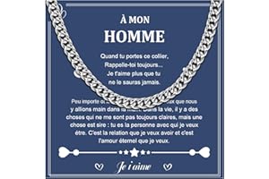 CheersLife Collier Cubana pour Homme À Mon Fils Chaine Acier Inoxydable Collier Homme 6mm Bijoux Cadeau pour Lui Fils Copain Mari Idées Cadeau Noel Anniversaire