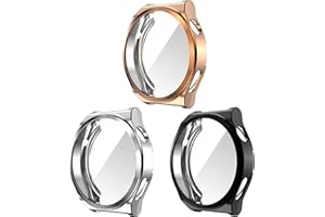 Chofit Etui kompatybilne z Huawei Watch GT 3 Pro, osłona ekranu, powłoka ochronna z TPU, osłona ochronna do Huawei Watch GT3 Pro 46 mm, 43 mm (46 mm, czarny + srebrny + różowe złoto)