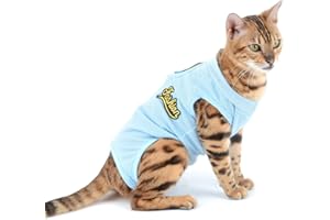 SELMAI Medical Pet Shirt Katze Body für Hunde Nach op Hund Kastration Weiche Baumwolle E-Kragen Alternative für Haustiere Krankenpflege Kleidung Wundschutz Verhindern Lecken Hautkrankheiten Blau M
