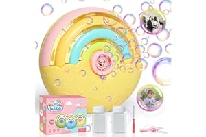 PANAMALAR Panacare Machine à Bulles Automatique,Jouet Soufflante à Bulles pour Enfants 3 4 5 6 Ans，1500+ Bulles/Min avec Solution à Bulles * 2,Machine à Bulles Arc-en-Ciel Portable pour extérieur/fête/Mariage