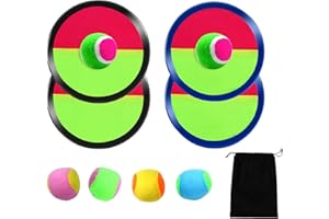 Aneco Catch Bat Ball Game Set Disc Toss and Catch Paddle Game with Storage Bag, 4 Paddles and 6 Balls (2 Hard Balls and 4 Soft Balls)