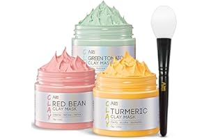 ANAI RUI ANAiRUi Set Mascarillas Faciales, Mascarilla Arcilla con Tomate Verde + Cúrcuma + Judías Rojas - Limpieza Profunda, Control de Sebo & Reducción de Poros, 210g