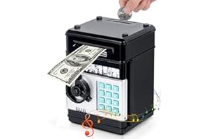 ‎THEDTTOY Thedttoy Spardose Scheine Elektronische Geldbank Geldtresor, Sparschwein ATM Tresor Kinder Digitaler Geldautomat Spardosen mit Zähler, Kindertag Geburtstag Geschenke für 5-12 Jahren Junge (Schwarz)