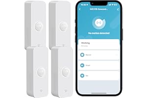 PHOVOLT Sensor de movimiento WiFi: detector de movimiento inteligente con notificaciones de aplicaciones, sensor de contacto inalámbrico para automatización inteligente del hogar, funciona con Alexa Echo (4