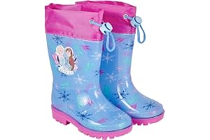 PERLETTI Bottes de Pluie Frozen II Enfant Bottines Bleu Clair Fille avec La Reine Neige 2 - Semelle Antiderapante Lilas Impérmeables Protection EU
