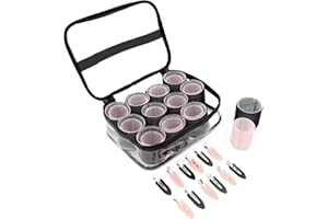 BAUER PROFESSIONAL Bauer Volume and Curl Set / 24PC Hair Rollers with 12 Creaseless Clips and Storage Bag for Big, Bouncy Curls & Waves/Suitable for All Hair Types 39449