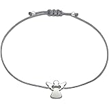 Selfmade Jewelry Schutzengel Armband Damen Silber (größenverstellbar bis 21cm) Engel Armbändchen für Frauen & Mädchen in Grau