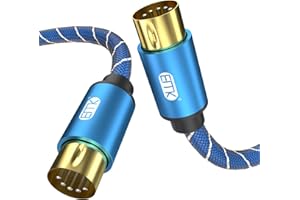 EMK Midi Câble, 5 broches Midi Cable d'instrument Clavier Mâle à Mâle 5 broches Din in-Out MI-DI Câble Audio pour Orgue électronique, Mélangeur, Piano, Tambours, Carte son (0,5 mètres)