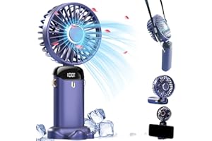 HNGEMSY Handventilator, Mini Ventilator USB Tischventilator Wiederaufladbare Persönliche Tasche Schreibtisch Ventilator mit LED Anzeige 11-21Hs leise Arbeiten für Büro im Freien (lila)