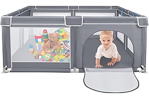 Froadp Kojec dla Niemowląt & Playpens Składane Centrum Aktywności Dziecięcej Barierka dla Niemowląt z Oddychającą Siatką i Antypoślizgowym Podłożem Mobilne Kojce do Raczkowania (180x150x68cm)