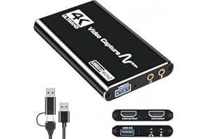 MUCHFOX HDMI Capture Card for Streaming, 4K HDMI Video Capture Card, 1080p 60fps USB 3.0 Capture Card with Microphone, for Gaming/Live Streaming/Video Conference, Works for Switch/PS5/Camera/PC ect