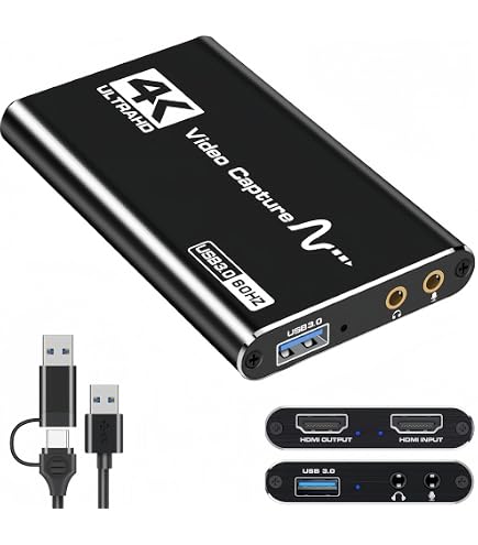 Guermok 4K@60FPS Capture Card for Streaming, 2K@120FPS USB3.0 HDMI Capture | for USBC Camera Video Capture, 4K60 Passthrough, 3.5mm Audio in & Mic Guermok 4K@60FPS Capture Card for Streaming, 2K@120FPS USB3.0 HDMI Capture | for USBC Camera Video Capture, 4K60 Passthrough, 3.5mm Audio in & Mic