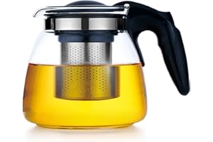 Lovegrace Glas-Teekanne mit Siebaufsatz, Hitzebeständig, Edelstahl Filter Sieb, Überhitzungsschutz, Ideal für Lose Tees (900ml)