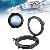 Hublot Rond Noir 10 Pouces Pour Bateau, Camping-car, Van - Verre Trempé 4mm Anti-UV, étanche, Acier Inox 316 - 2