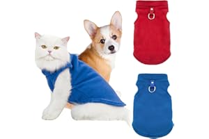 BRTNUP Suéter de forro polar para perro, 2 piezas, abrigo de invierno, chaleco cálido para perros pequeños, gatos, yorkie, chihuahua, gatito