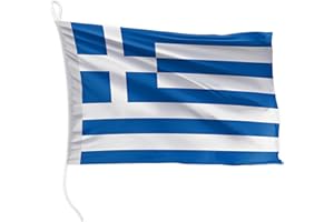 FLAGLY bandiera per barca Grecia 30 x 20 cm formato orizzontale - peso del tessuto 115g/m² - stampata, robusta con corda e occhiello, accessori per barca barca a motore