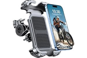 Rolgno Soporte Movil Bicicleta, [Bloqueo con un Botón] [Sujeción Segura] Soporte Móvil Moto, 360° Rotación Soporte Telefono Moto Bici Compatible con iPhone16/15 Pro Max, Galaxy (4.7"- 6.8") Smartphone