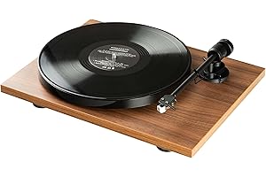 Pro-Ject E1 Phono, Plug & Play Entry-Level Turntable with Built-in Phono Preamplifier, Electronic Speed Switching, Support Force and Anti-Skating Preset, Fitted with AT3600L Cartridge (Walnut)