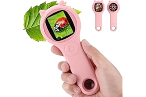 YULADO Microscope pour Enfants, Microscope de Poche Portable 500X pour Enfants, Cadeaux d'anniversaire de Noël pour 3 4 5 6 7 8 Filles et garçons (Rose)