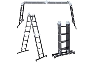 ‎ALDORR ALDORR 4x4 Profesional Klappleiter mit Plattform - Hochwertiges Aluminium - Vielseitig einsetzbar - Tragfähigkeit bis 150 kg - Zusammenklappbar - Sicher und Zuverlässig (EN131) - Ausziehbare Leiter