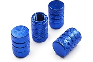 Pitlane Performance® Cappucci valvola in alluminio set da 4 – Tappi per valvole Schrader – Per auto, SUV, moto e bici (Blu, Comfort)