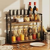 Abja Novelties Kitchen Countertop Organizer, Shelf Rack For Kitchen Storage, Wooden Shelf, 2 Tier Spice, Oil Stand, Tabletop 