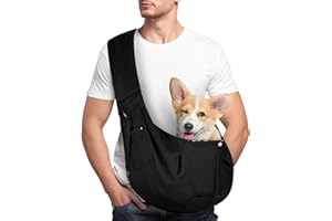 Adiwo Sac Chien Transport, Sac de Transport pour Chien Chat, Porte Chien pour Chiens/Chats de Taille Moyenne Jusqu'à 7,5 kg, Bretelles avec Poches pour l'Extérieur, Les Voyages, Le Métro (Noir)