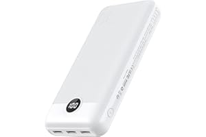 VEGER Power Bank,30000mAh Bateria Externa con Pantalla LED Bateria Portatil USB C Carga rapida PD 20W QC 3.0 con 2 Entradas y 4 Salidas Compatible con iPhone, Samsung, Huawei, Tableta y más. (Blanco)