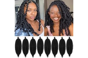 Leeven Springy Twist Hair do Afro Marley Locs, 8 opakowań, 8 opakowań afro, kręcone, kręcone marley, szydełkowe, kręcone, marley, 1B#