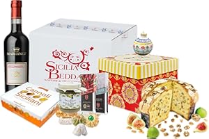 Sicilia Bedda - Box Natalizio con Prodotti Tipici Siciliani di Alta Qualità - Con Ricordo in Ceramica di Caltagirone - Idea Regalo (BOX21.06)