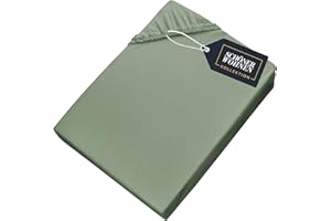 ‎SCHÖNER WOHNEN KOLLEKTION SCHÖNER WOHNEN Spannbettlaken 180x200cm Grün bis 200x200cm - Luxus Spannbetttuch aus Jersey-Baumwolle Öko-Tex Zertifiziert - für Matratzen bis 30 cm & Boxspringbett – Bettlaken für King