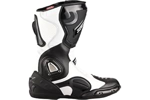 ‎XLS XLS Motorradstiefel, Racing Boots aus Echtleder, Herren Motorradschuhe in schwarz/weiß, wasserabweisend, inkl. Knöchelschutz (44)