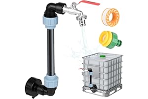 GERBALA IBC Tank Zubehör mit Messingkran 25 cm Verlängerungsbanne, S60x6 3/4 Zoll IBC Wasserhahn für das Bequeme Befüllen der Gießkanne, IBC Adapter für Regenwassertank, Regenfass, IBC Container